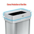 thumbnail image 4 of Clorox 13 Gallon Open Top Stainless Steel Trash Can with Anti-Microbial Odor Protection  Including GLAD 45ct 13 Gallon Bags, 4 of 8