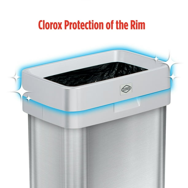 Clorox 13 Gallon Open Top Stainless Steel Trash Can with Anti