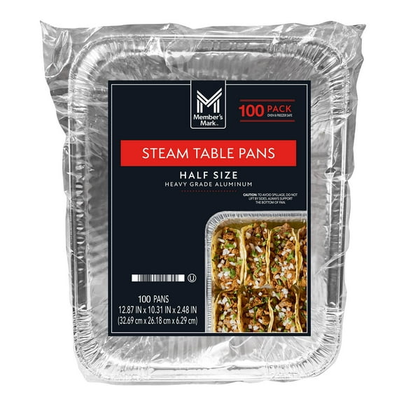 Member's Mark Aluminum Steam Table Pans, Half Size (100 ct.)