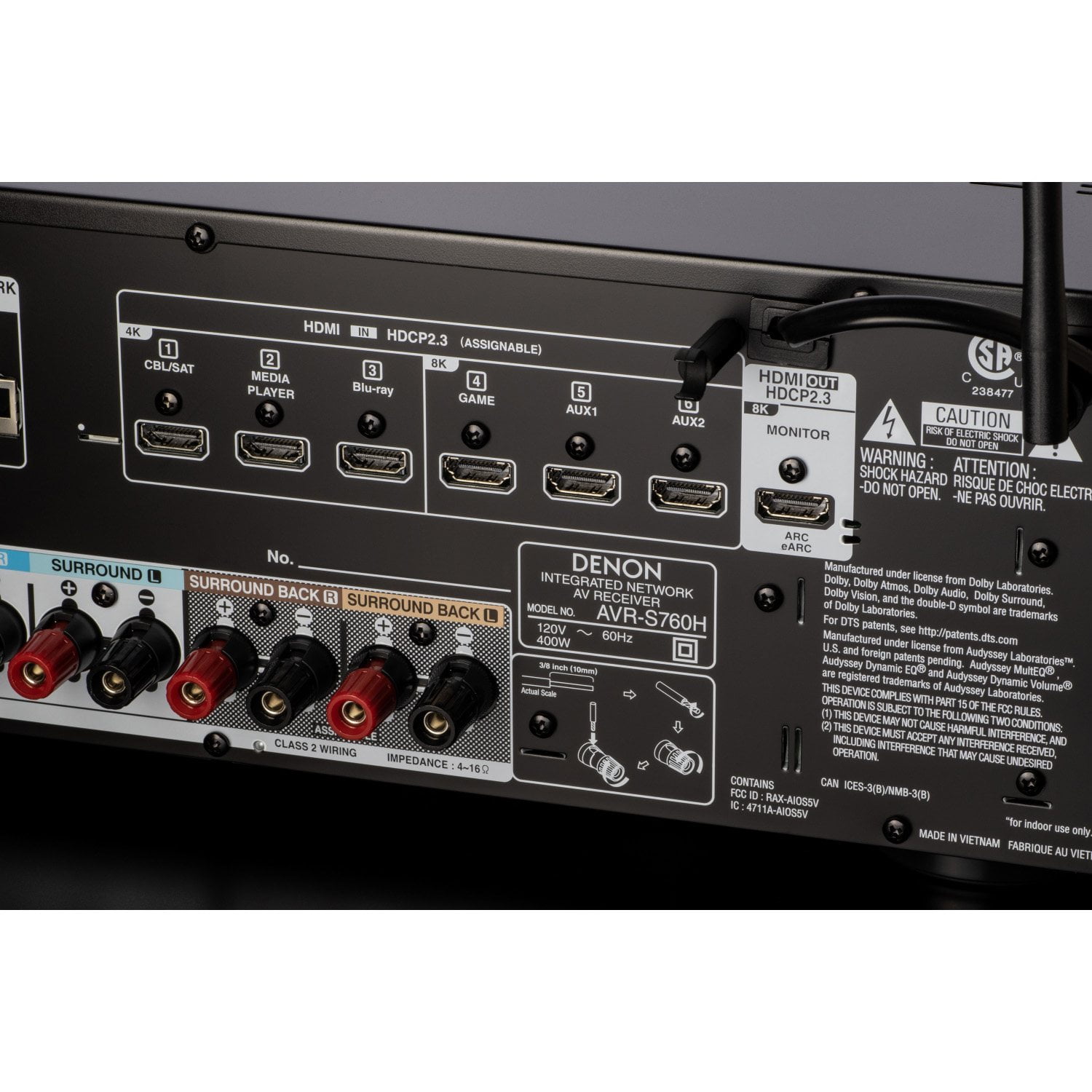 Denon AVR S760H 7.2ch 8K AV Receiver with 3D Audio, Voice Control