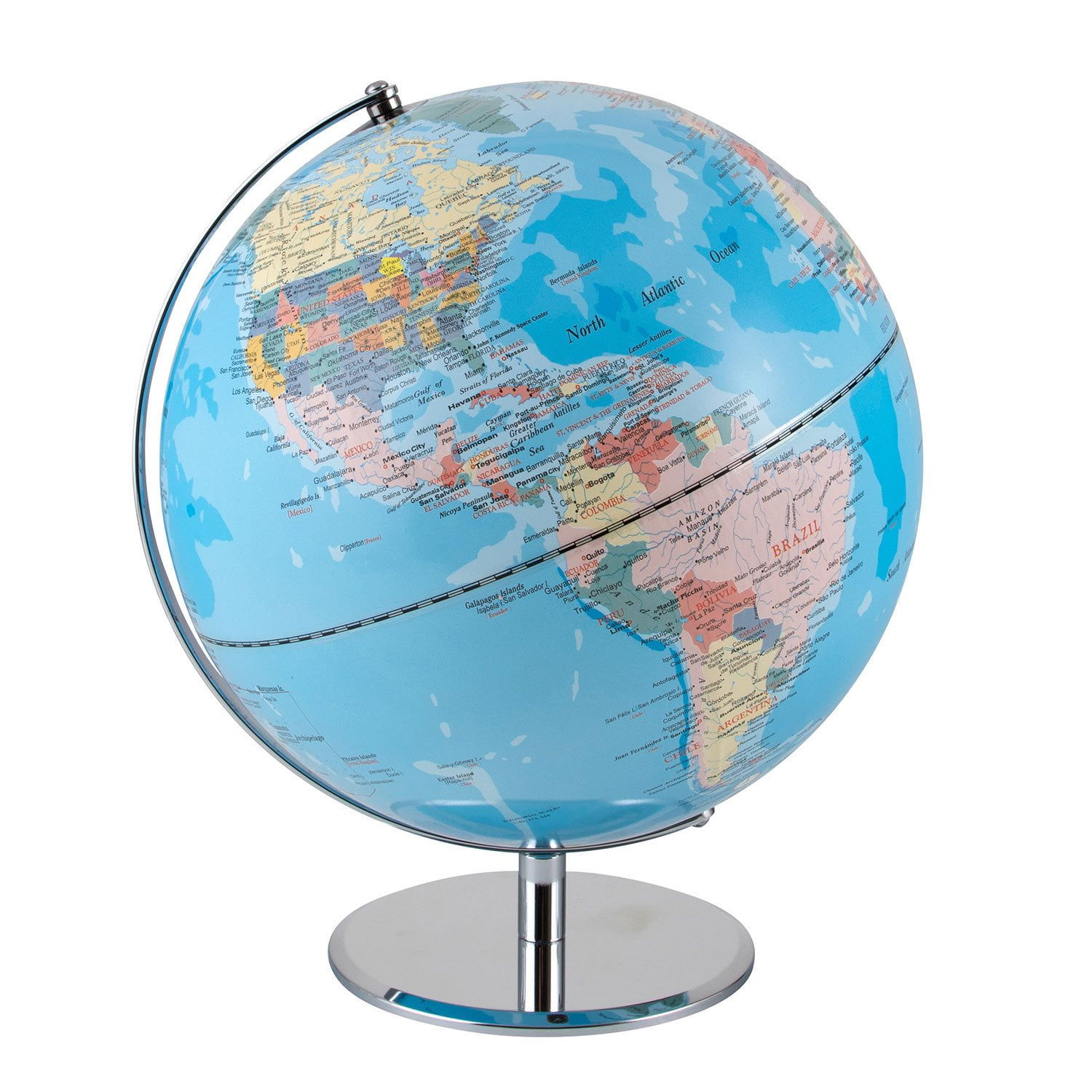 Advantus World Globe, 12 Inch Diameter with Stand, Blue School or