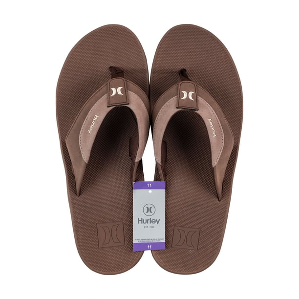 Hurley Mens Flip Flops Size 10 Dark Brown One and Only Leather Sandal – Hurley main image 3
