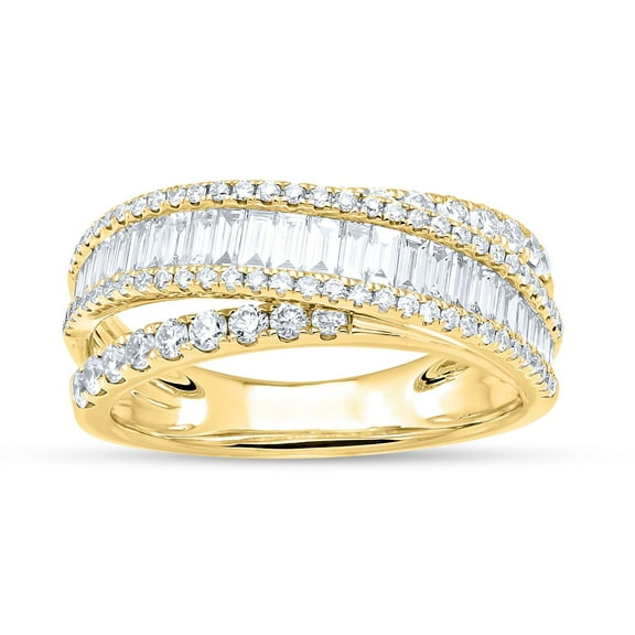 1.18 CT. T.W. Baguette Cut Cross Over Diamond Band in 14K Gold