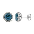 thumbnail image 1 of Round Cut Gemstone & 0.13 CT. T.W. Halo Diamond Stud Earrings in 14K Gold, 1 of 5