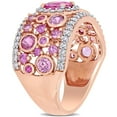 thumbnail image 4 of Pink Sapphire & 0.45 CT. T.W. Diamond Band in 14K Gold, 4 of 7