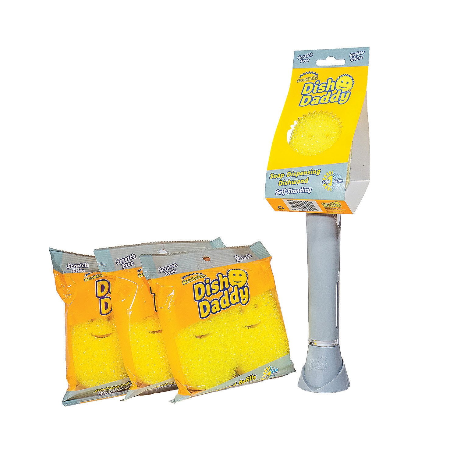 Scrub Daddy Dish Daddy Non-Scratch Sponge Dishwand + Non-Scratch Scrub Dishwand Refills, 6 ct.