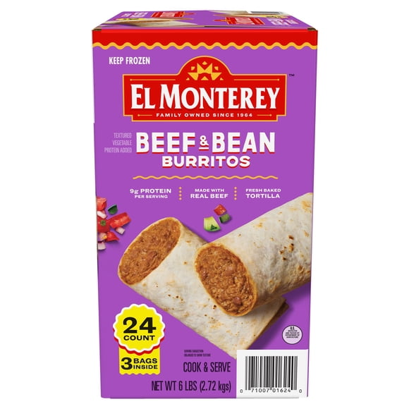 El Monterey Beef and Bean Burritos 4 oz., 24 pk.