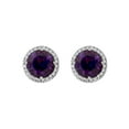 thumbnail image 2 of Round Cut Gemstone & 0.13 CT. T.W. Halo Diamond Stud Earrings in 14K Gold, 2 of 5