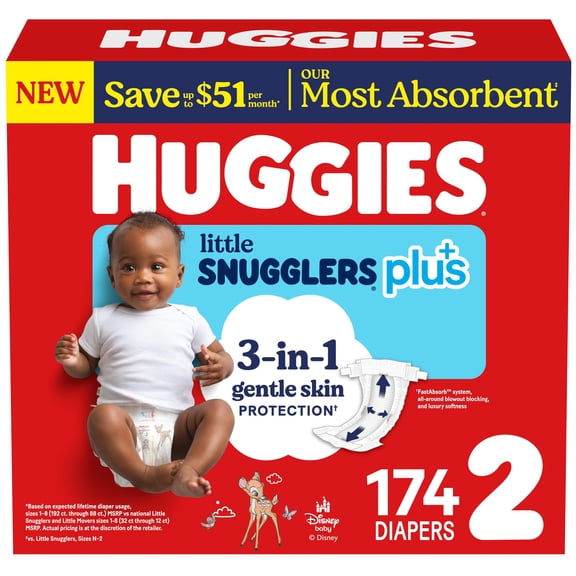 Huggies Little Snugglers Plus Baby Diapers, Size Newborn-2