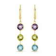 thumbnail image 2 of Round Cut Multi Gemstone Dangle Earrings in 14K Gold, 2 of 5