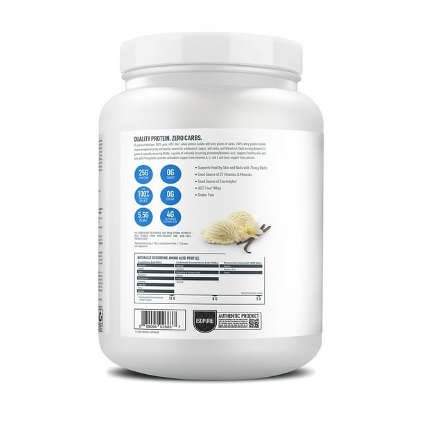 Isopure Zero Carb Whey Protein Isolate Powder, Simply Vanilla