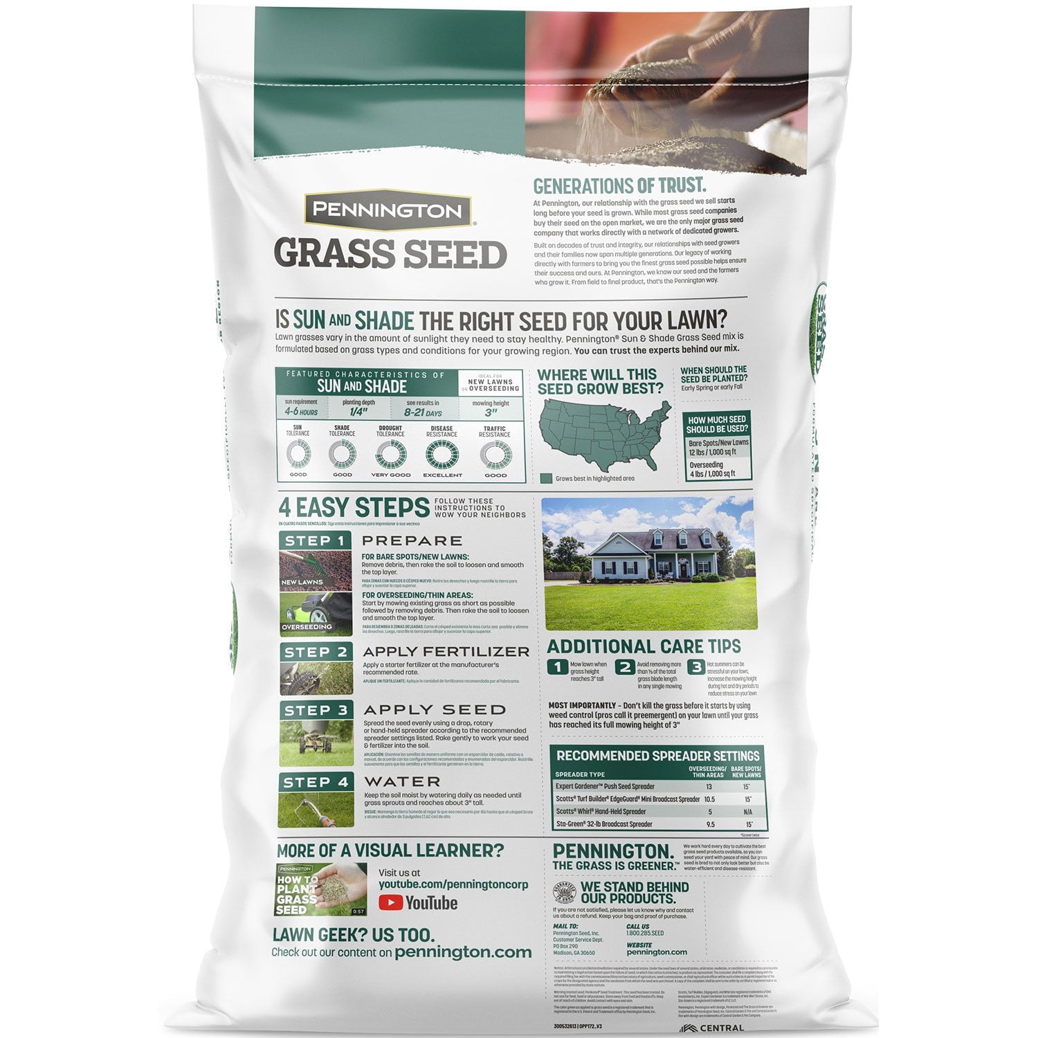 Pennington Select Sun & Shade Southern Grass Seed Mix - 20 lbs