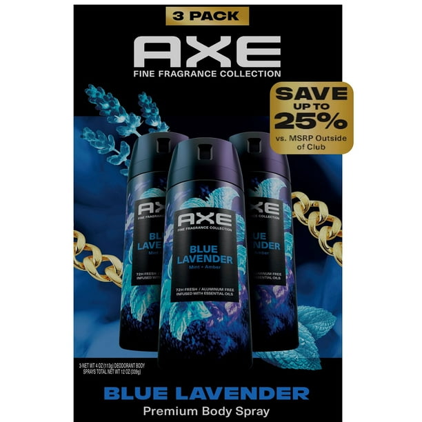 AXE Premium Deodorant Body Spray, Blue Lavender, pk