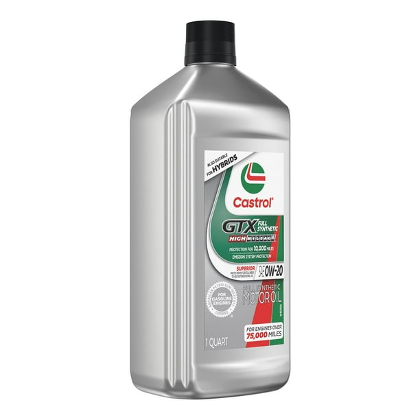Castrol GTX Full Synthetic High Mileage Motor Oil 0W-20, 6 pack, 1