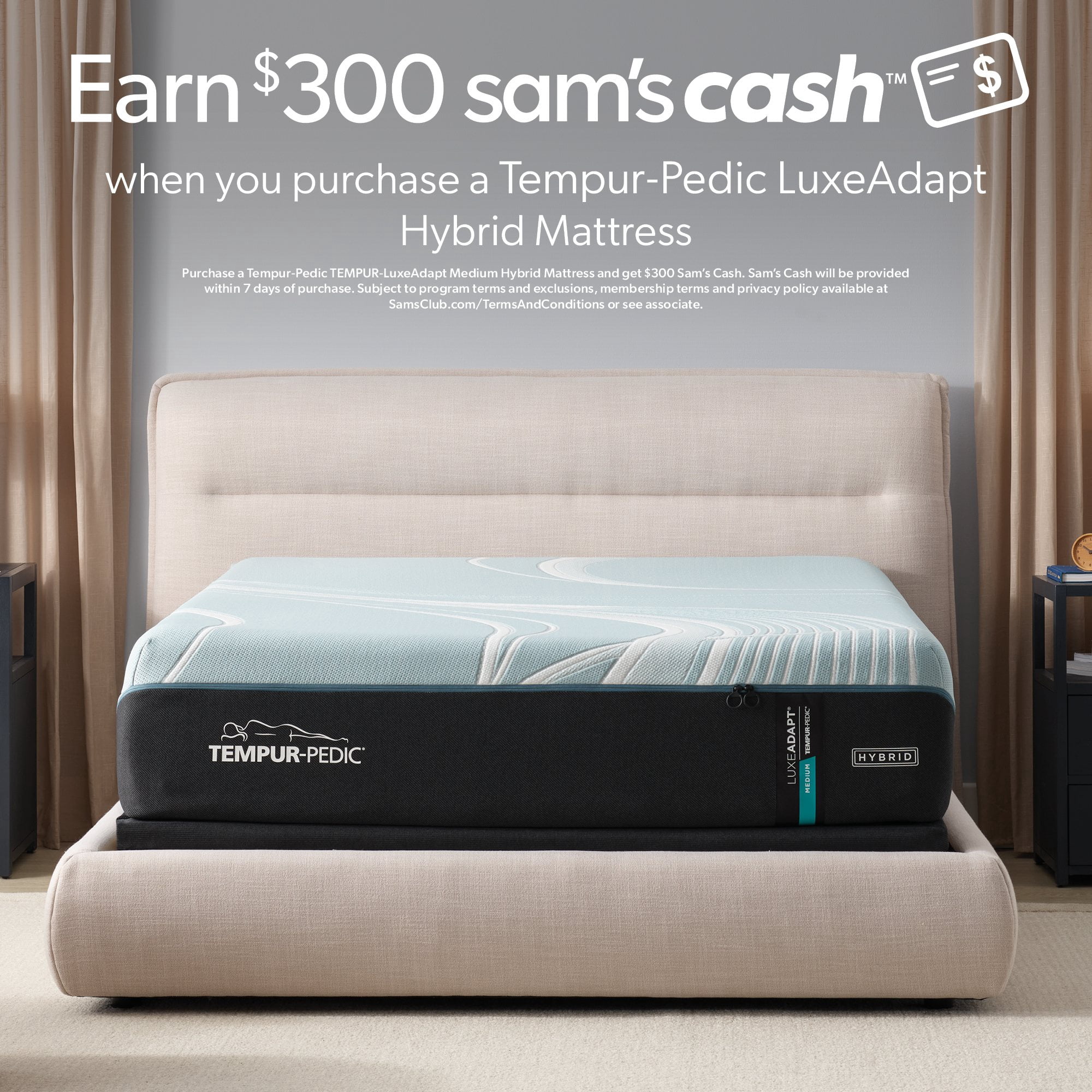 Tempur-Pedic TEMPUR-LuxeAdapt Medium Hybrid Mattress - Samsclub.com