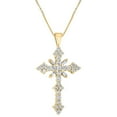 thumbnail image 1 of Baguette and Round Cut Diamond Cross Pendant Necklace in 14K Gold, 1 of 6