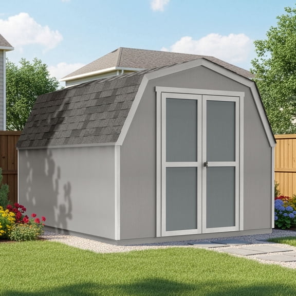 Handy Home Products Barn 8' x 12' Outdoor Wooden Shed, Choose Installation