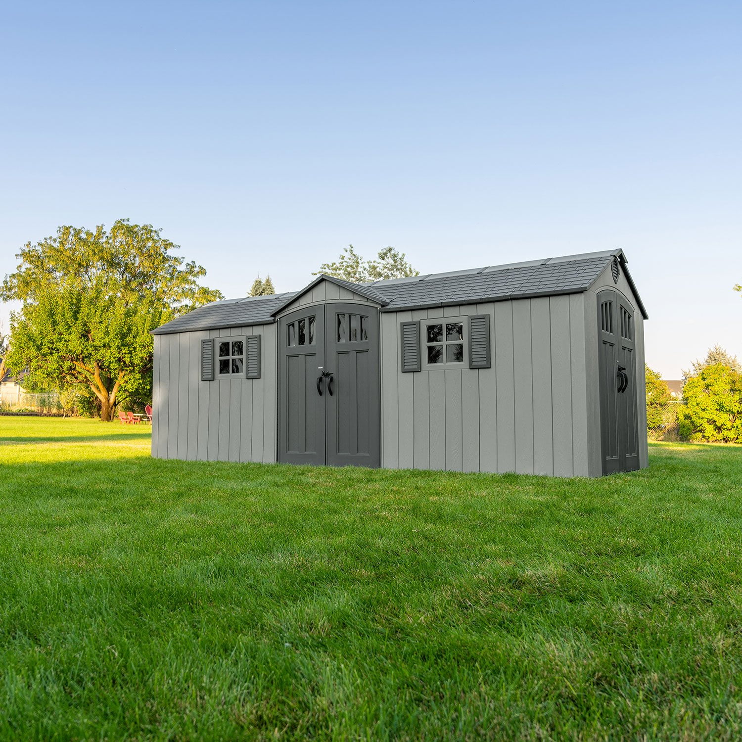 Lifetime 20' x 8' Dual Entry Outdoor Storage Shed, Gray - Samsclub.com