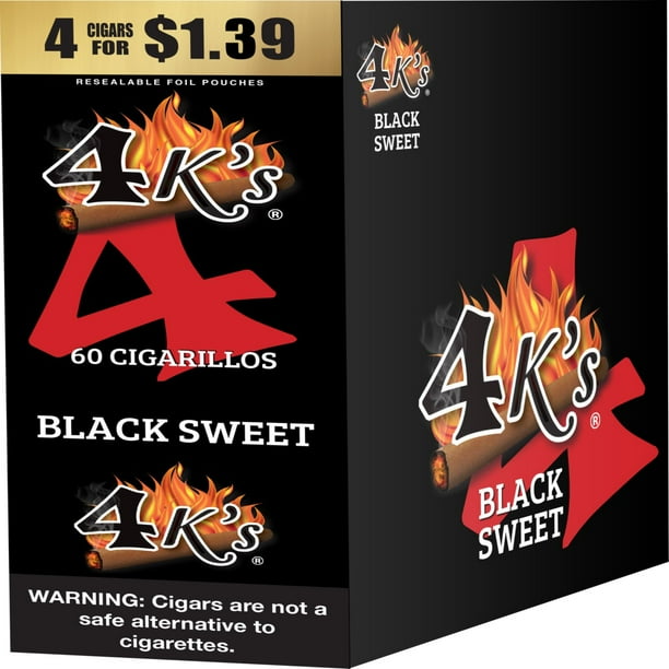 4K's Black Sweet Cigarillos, Pre-Priced 4 for $1.39, 4 ct., 15pk