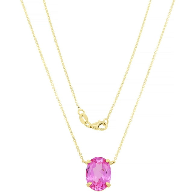 Lab Created Gemstone Necklace in 14K Yellow Gold