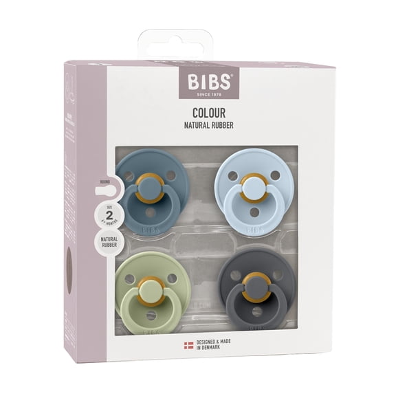 BIBS Colour Latex Pacifiers, Size 2: 6-18 Months, 4 pk., Choose Color