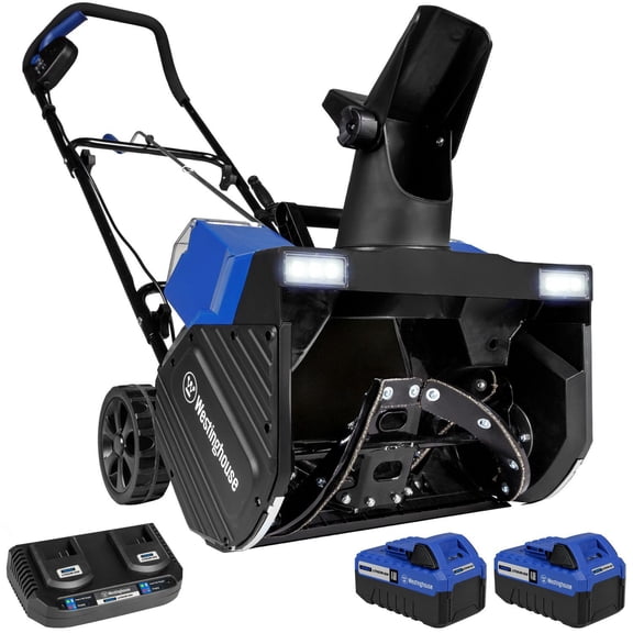 Westinghouse 18 Inch Wide 48V Cordless Snow Blower With LED Light + (2) 24V 4Ah Batteries / Dual Port Fast Charger
