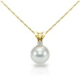 thumbnail image 1 of 8-8.5 mm Akoya Pearl with .05 ct Diamond Pendant Rope Chain Necklace in 14K Gold, 1 of 4
