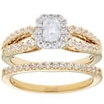 thumbnail image 1 of 1.00 CT. T.W. Emerald Cut Halo Diamond Ring & Band in 14K Gold, 1 of 2