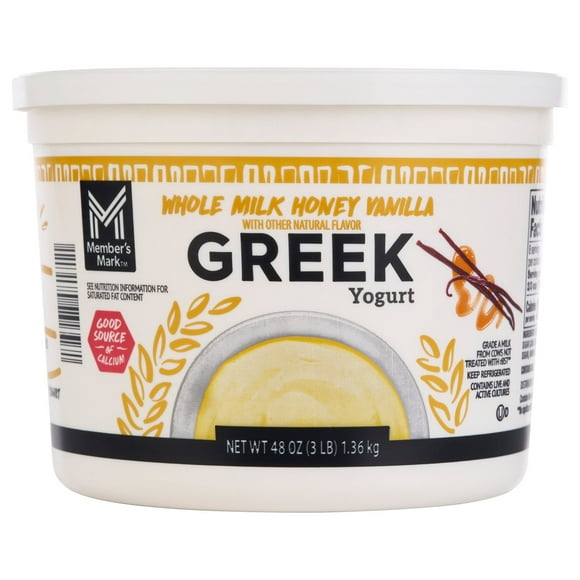 Member's Mark Honey Vanilla Whole Milk Greek Style Yogurt, 48oz