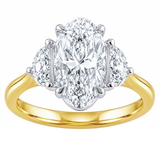 2.46 CT.T.W. Moval & Half Moon Cut Lab Created Diamond Ring in 18K Gold