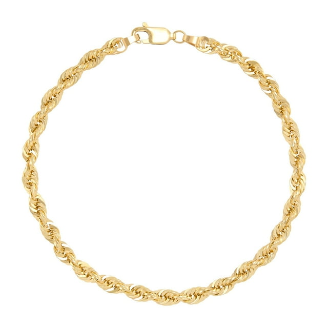 Heavy Hollow Rope Chain Bracelet in 14K Gold