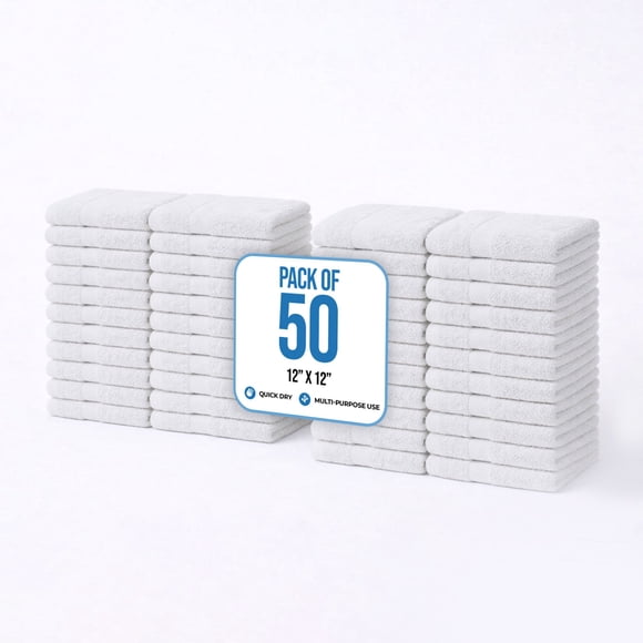 Simpli-Magic Cotton Quick Dry Wash Towels, 12" x 12", Multiple, 500pk
