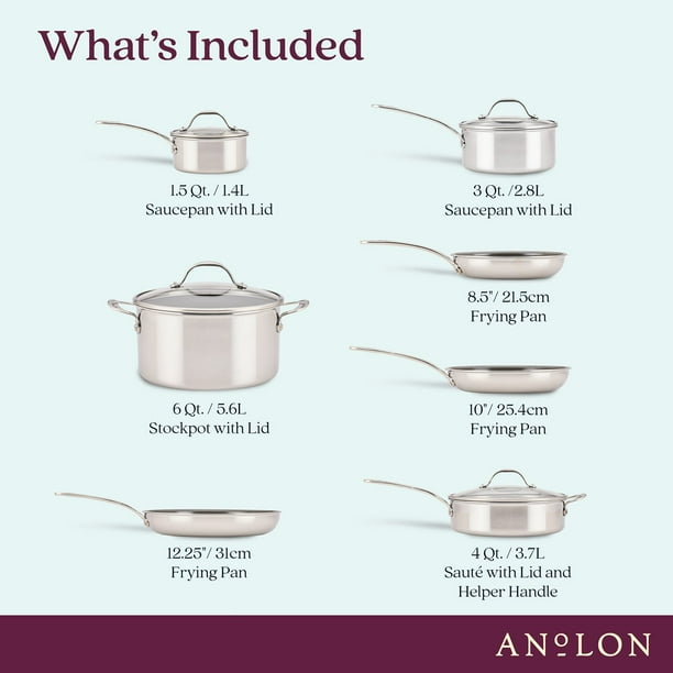 Anolon 11-Piece Everlast Stainless Steel Ceramic Nonstick Cookware