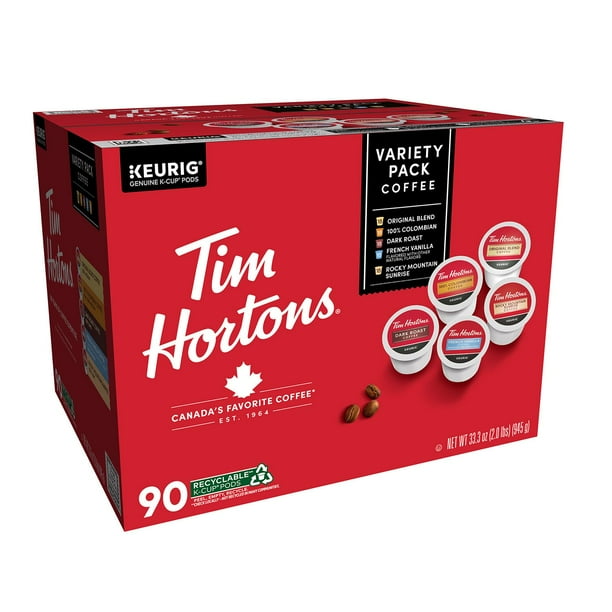 Tim Hortons K-cup Coffee Pods, Variety Pack, 90