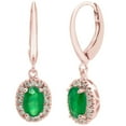 thumbnail image 1 of Oval Cut Genuine Gemstone and 0.16 CT. T.W. Diamond Dangle Earrings in 14K Gold, 1 of 4