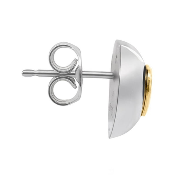 High Polish Puffy Heart Earrings in Sterling Silver & 14K Gold