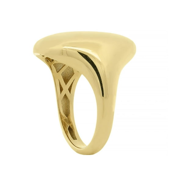 High Polish Oval Top Ring with Gallery inside in 14K Gold