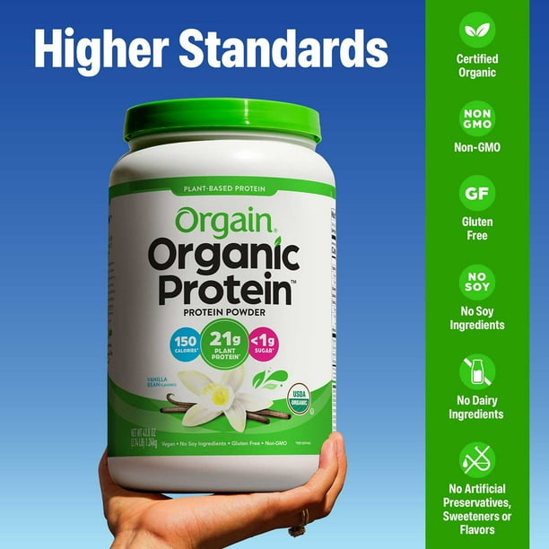 Orgain Organic 21g Plant-Based Protein Powder, Vanilla Bean 2.74 lbs. -  Samsclub.com