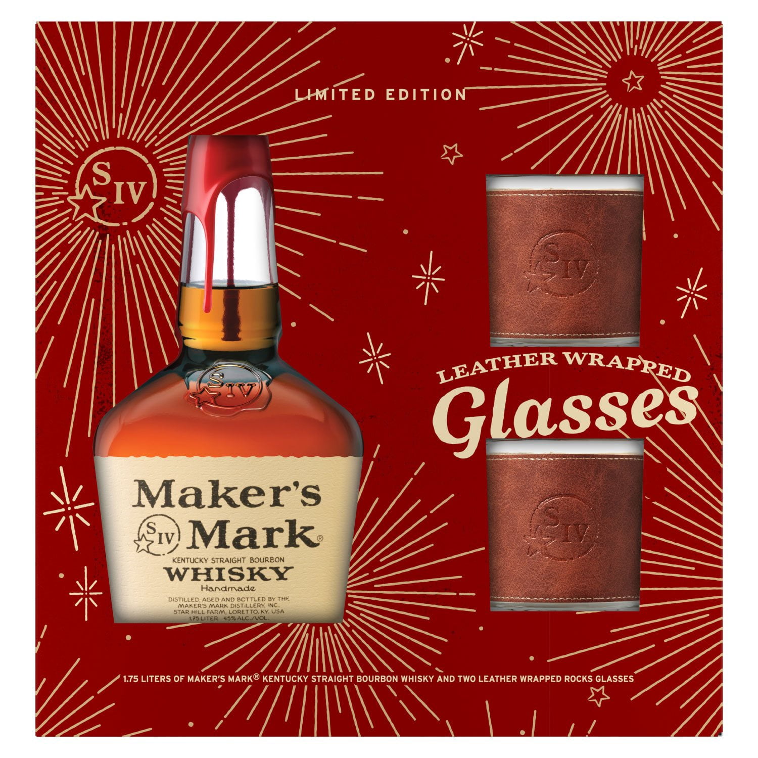 Maker's Mark Kentucky Straight Bourbon Whisky, 1.75 L With Two