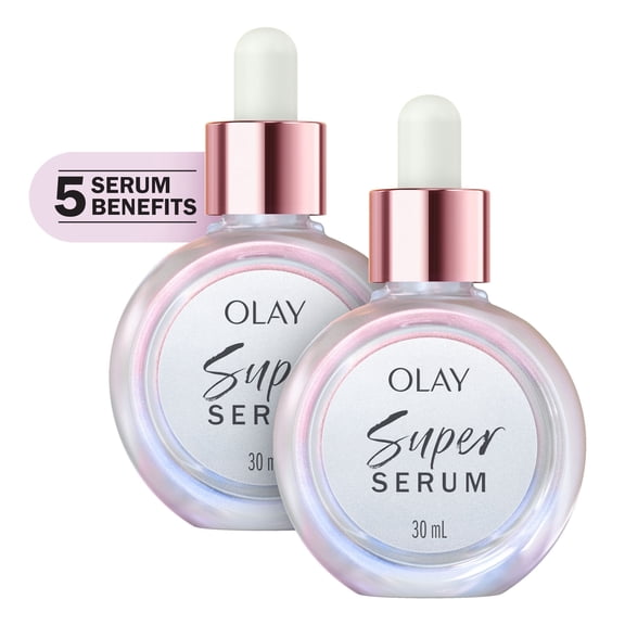 Olay Super Serum with Vit C, E, Niacinamide, Collagen, AHA, 5-in-1 Benefits, 1 fl. oz., 2 pk.