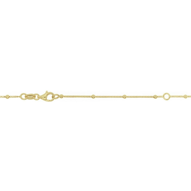 Sideway Cross Beaded Station Chain Necklace in 14K Gold