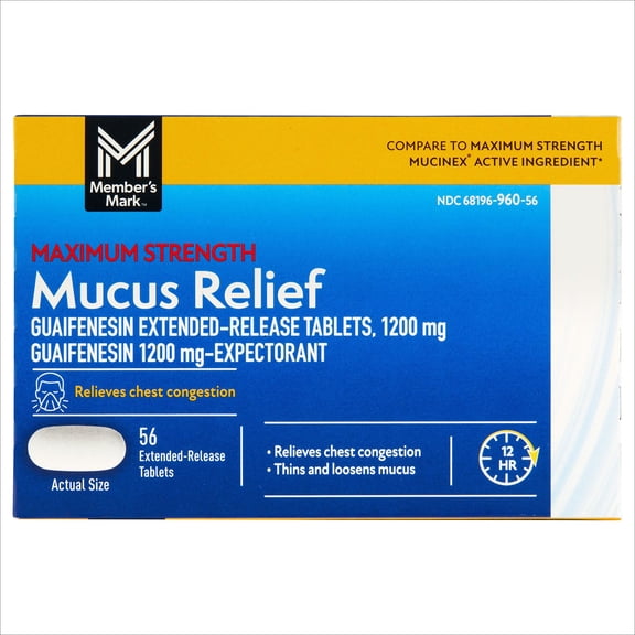 Member's Mark Maximum Strength Mucus Relief DM Extended Release Tablets, 56 ct.