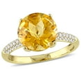 thumbnail image 1 of Checkerboard-Cut Citrine and Diamond Accent Cocktail Ring in 14K Gold, 1 of 6