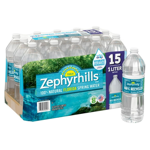Zephyrhills 100% Natural Spring Water, 1 L, 15 pk.