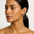 thumbnail image 6 of Round Cut In and Out Diamond Hoop Earrings in 14K Gold, 6 of 7