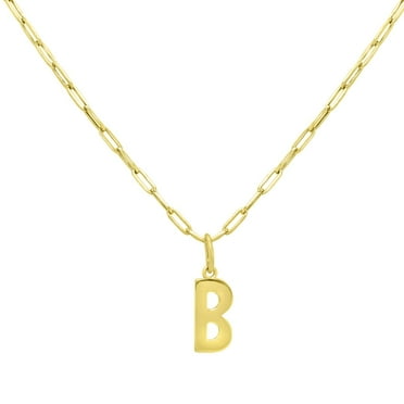 Initial Paperclip Chain Pendant Necklace in 14K Gold