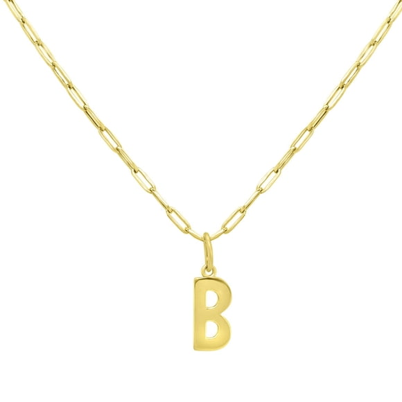 Initial Paperclip Chain Pendant Necklace in 14K Gold