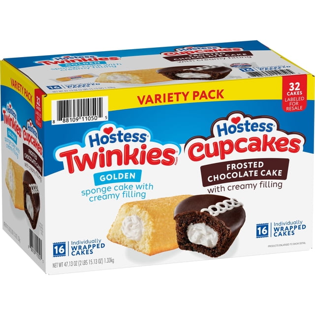 Hostess Twinkies & Cupcakes Variety Pack Snack Cakes, 32 pk.