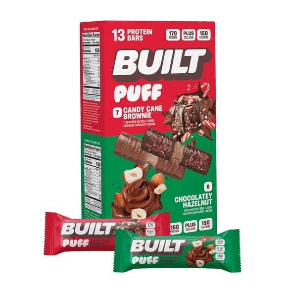 BUILT Puff Protein Bar, Holiday Variety Pack, 13 ct.