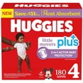 thumbnail image 3 of Huggies Little Movers Plus Baby Diapers, Size 3-7, 3 of 11